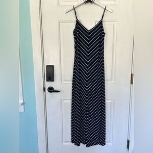 Ralph Lauren Navy & White Chevron Slip Maxi Dress